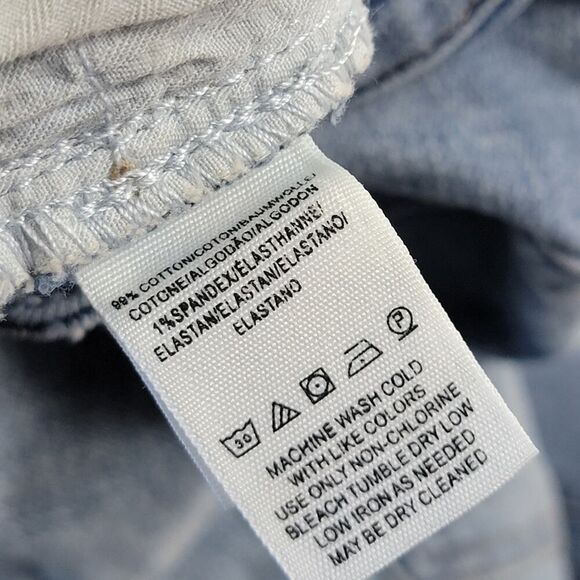 Free People High Rise Wide Leg Blue Denim Floral Jeans Sz 27 Embroidered Boho - Picture 4 of 11